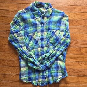 Sanctuary Blue and Green Plaid Shirt